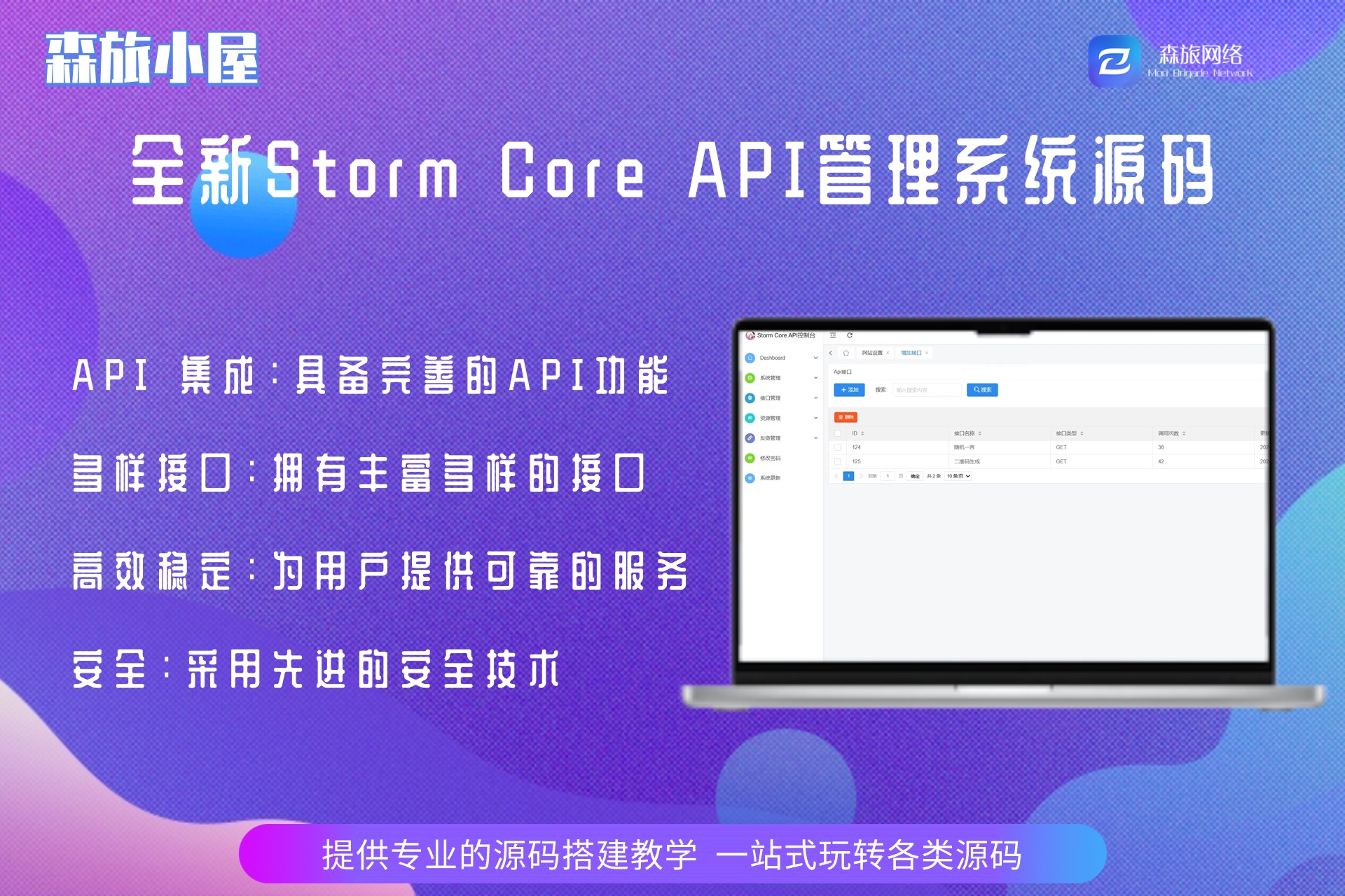 全新Storm Core API管理系统源码 免授权版 支持二开添加接口 API接口管理 B39-森旅小屋